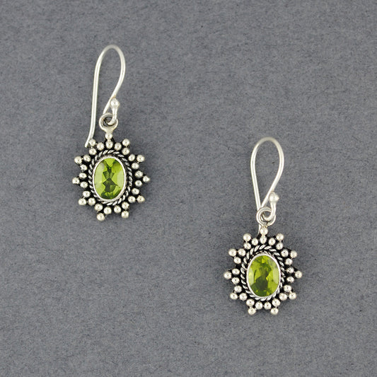 Peridot Dotted Oval Earrings