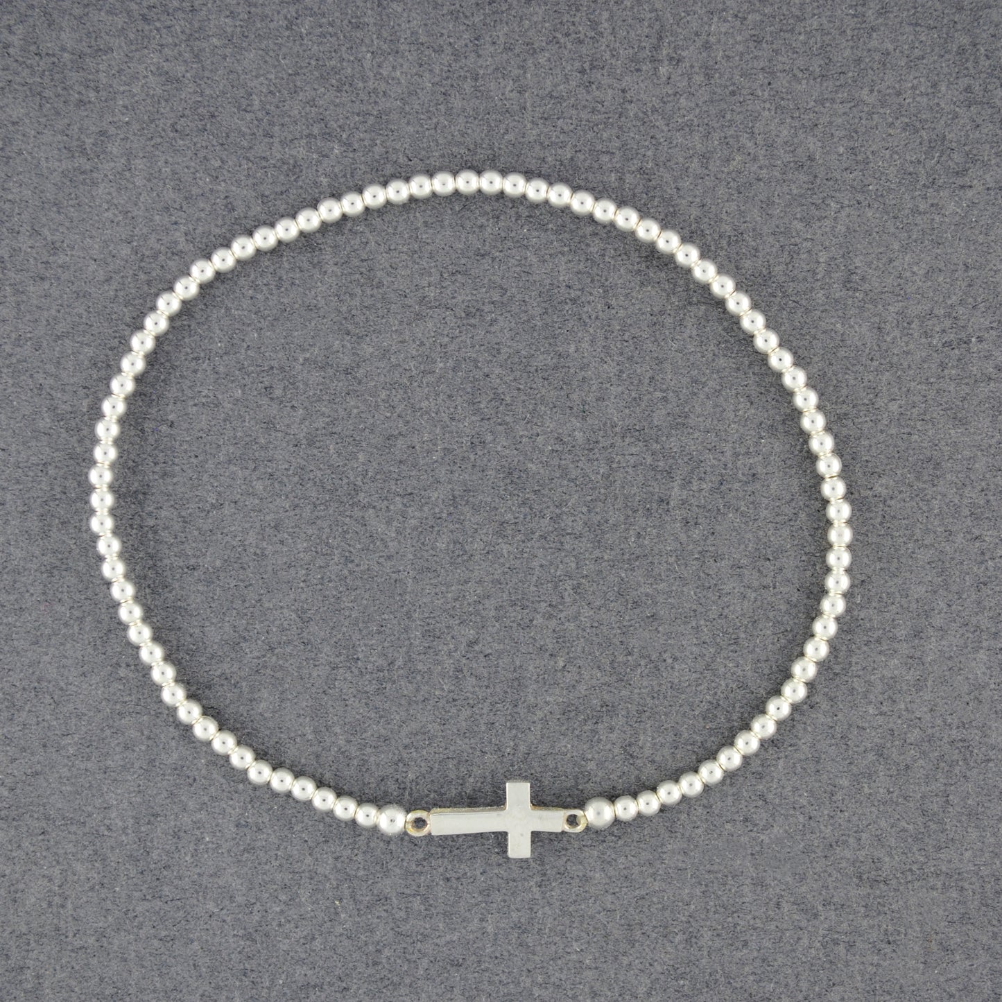 Sterling Silver Beaded Cross Bracelet