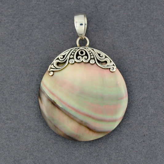 Black Mother of Pearl Disc Pendant