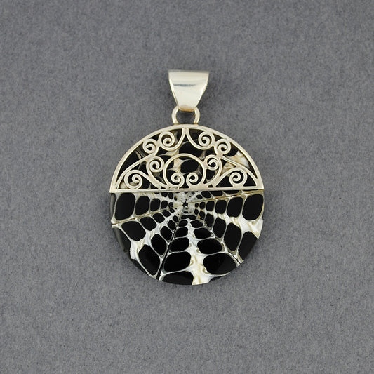 Mosaic Black & White Swirl Pendant