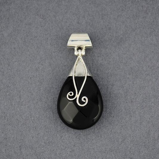 Onyx Faceted Teardrop Pendant