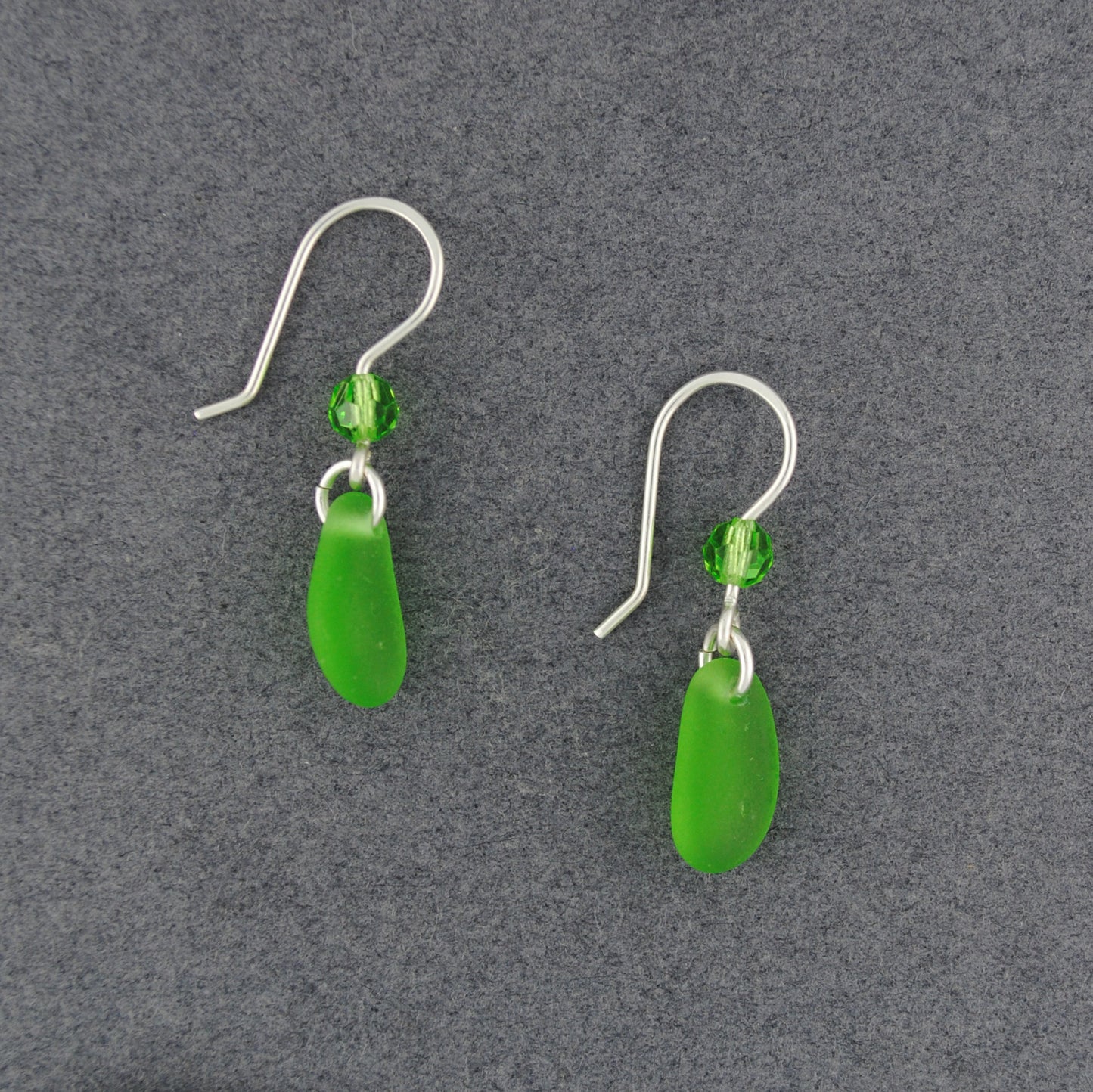 Sterling Silver Green Sea Glass Dangle