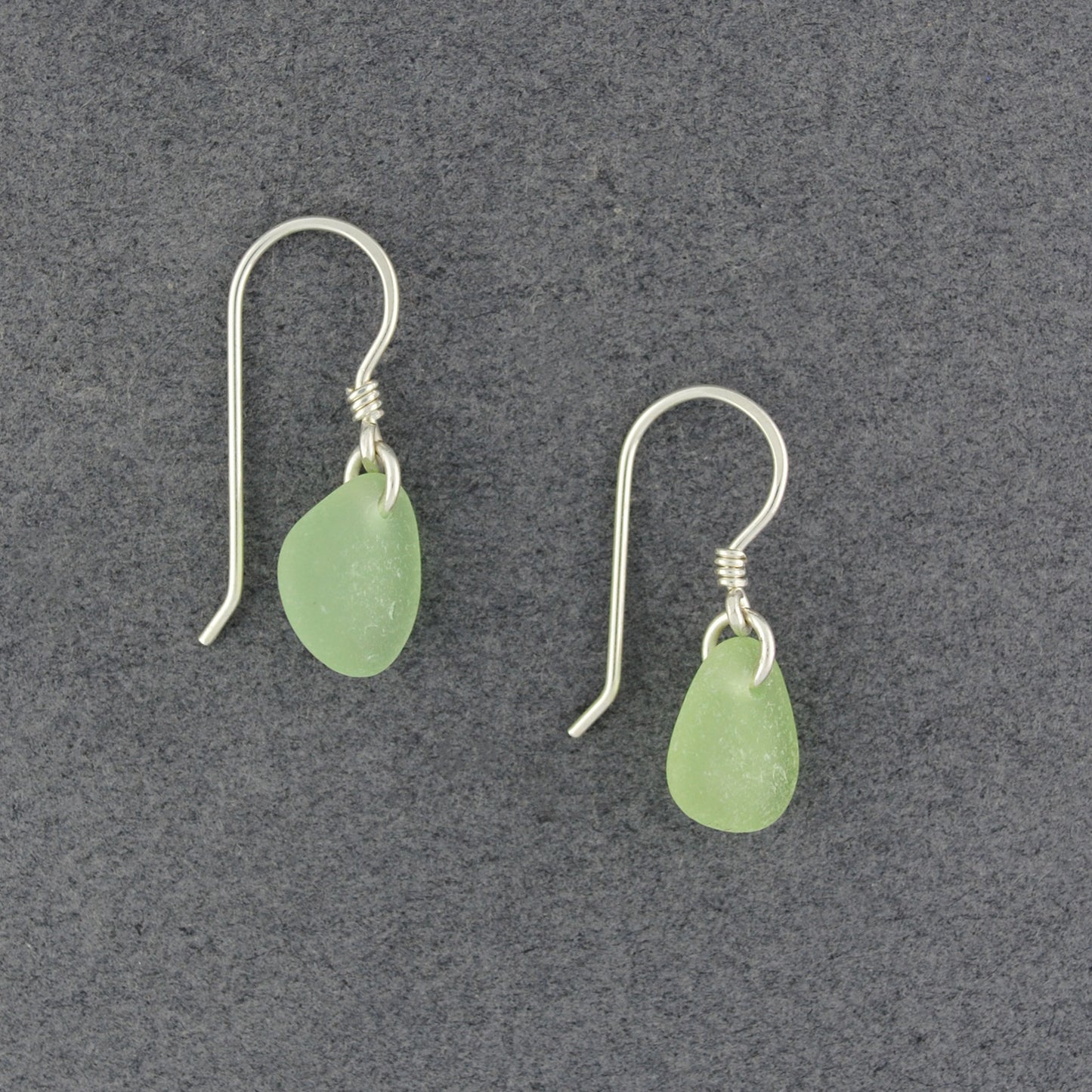 Sterling Silver Light Green Sea Glass Dangle Earrings