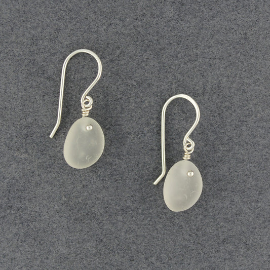 Sterling Silver White Sea Glass Dangle