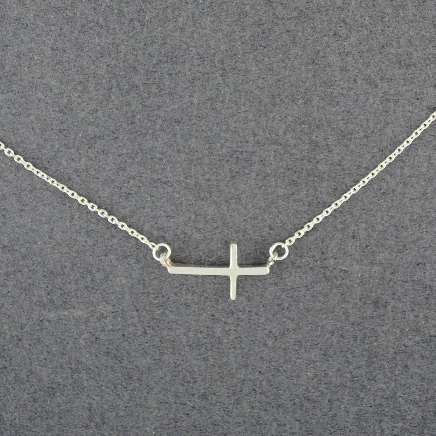 Sterling Silver Sideways Cross Necklace