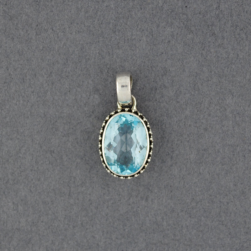 Blue Topaz Dotted Oval Pendant