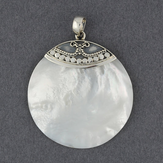 Mother of Pearl Large Ornate Circle Pendant