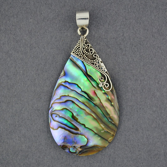Abalone Large Ornate Teardrop Pendant