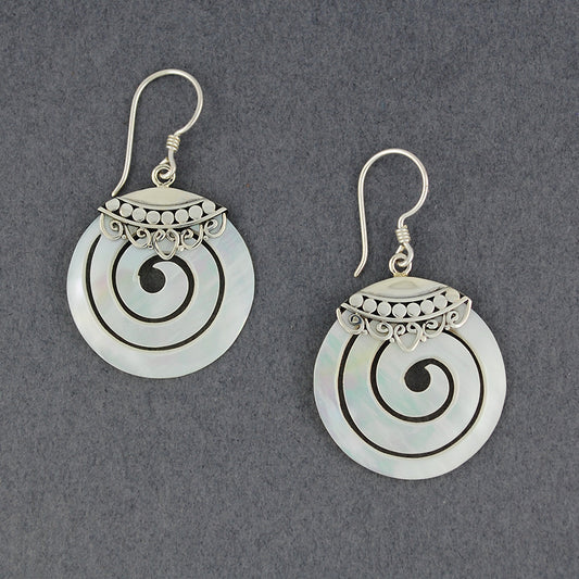 Mother of Pearl Ornate Spiral Earrings