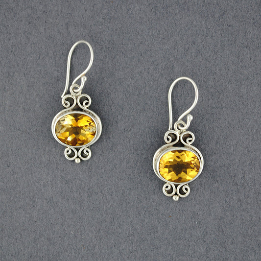 Citrine Oval and Swirls Earrings
