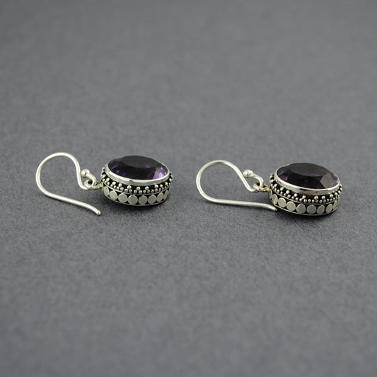 Amethyst Dotted Oval Earrings