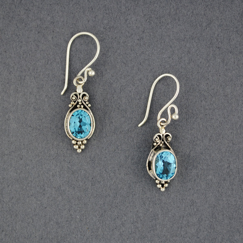 Blue Topaz Oval Earrings