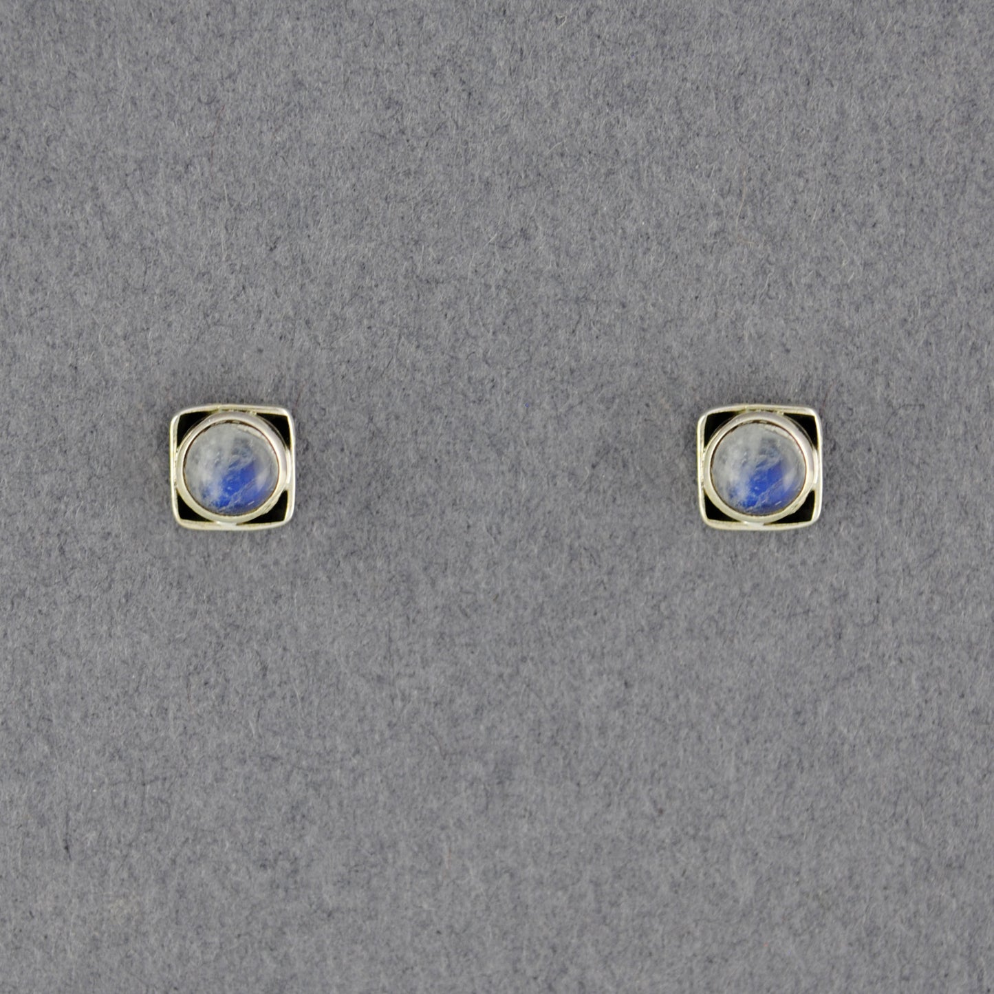 Sterling Silver Labradorite in Square Stud Earrings