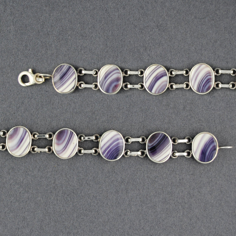 Wampum Oval Two Bar Link Bracelet