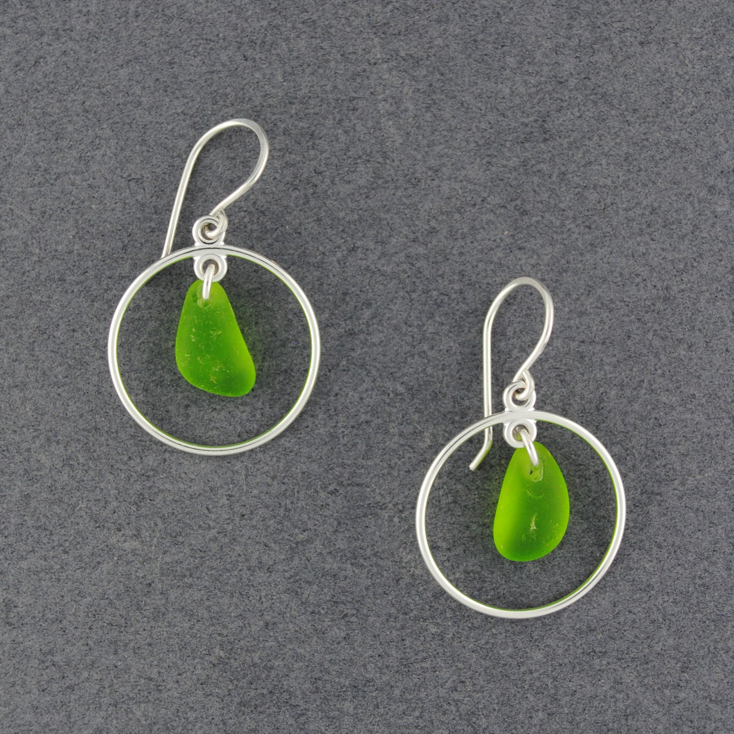 Sterling Silver Green Sea Glass Hoops