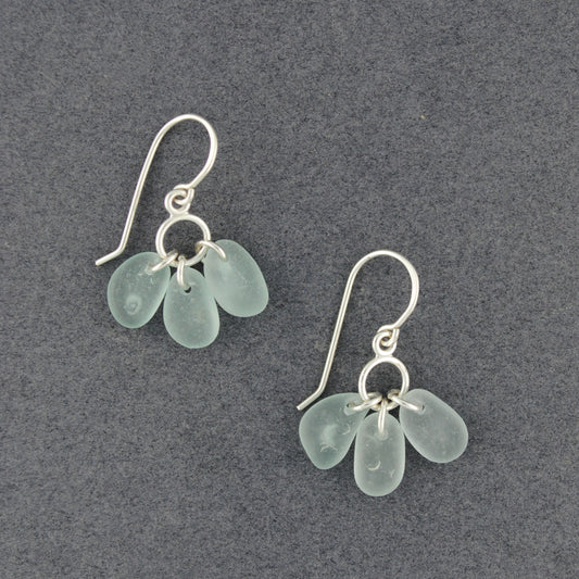 Sterling Silver Aqua Sea Glass Bauble Earrings