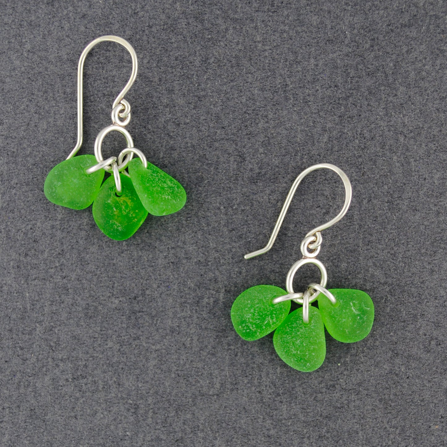 Sterling Silver Green Sea Glass Bauble Earrings