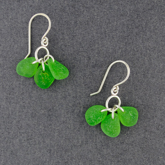 Sterling Silver Green Sea Glass Bauble Earrings