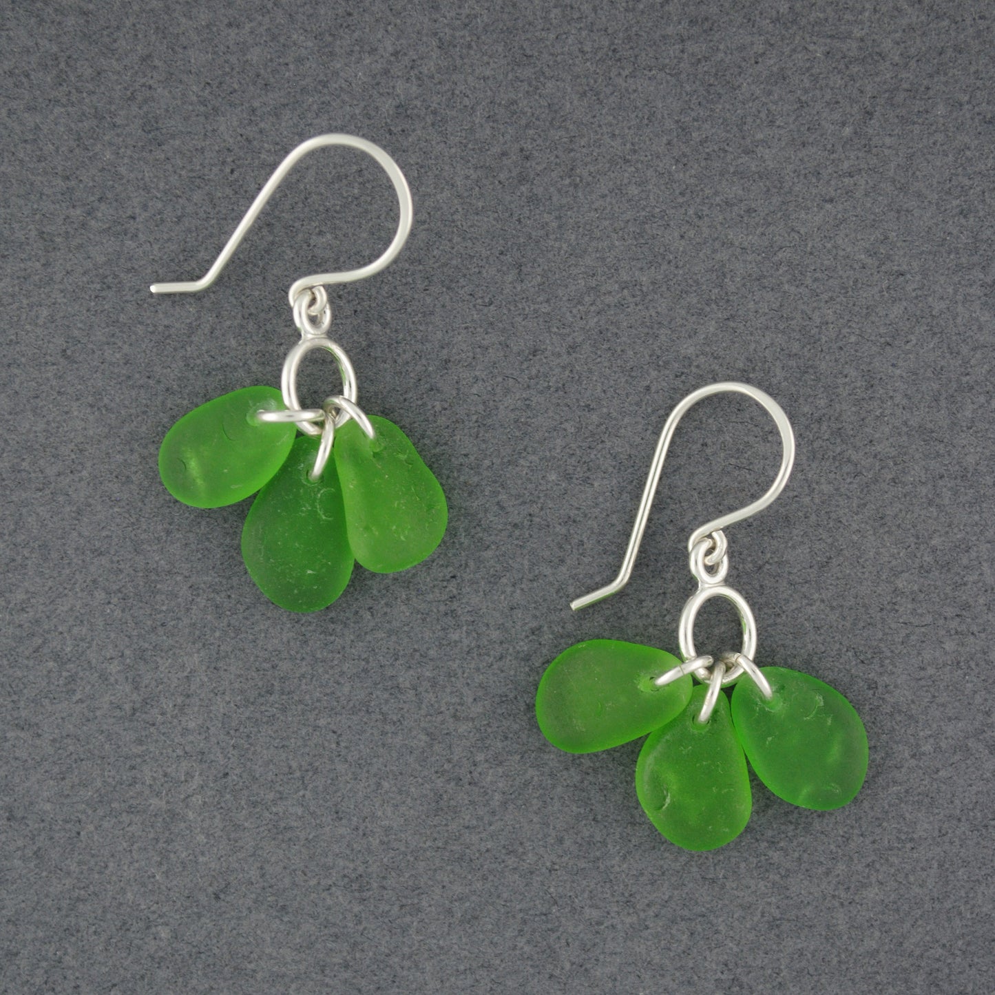 Sterling Silver Green Sea Glass Bauble Earrings