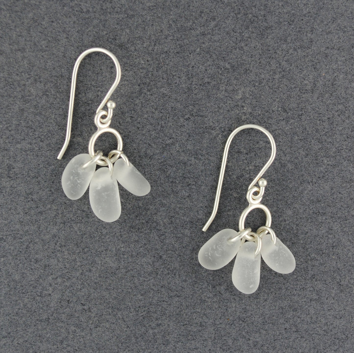 Sterling Silver White Sea Glass Bauble Earrings