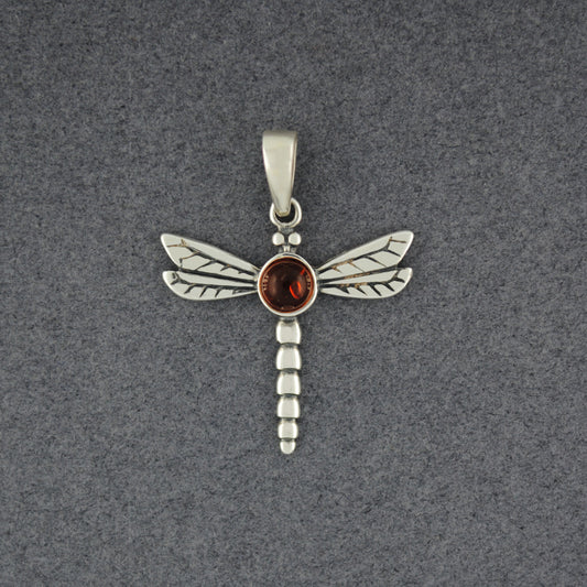 Amber Detailed Dragonfly Pendant