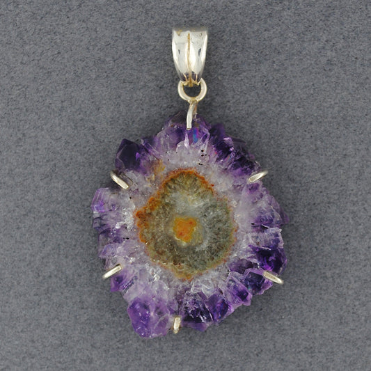 Sterling Silver Amethyst Slice Pendant