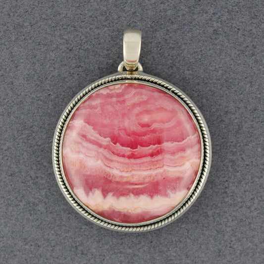 Sterling Silver Rhodochrosite Circle Pendant