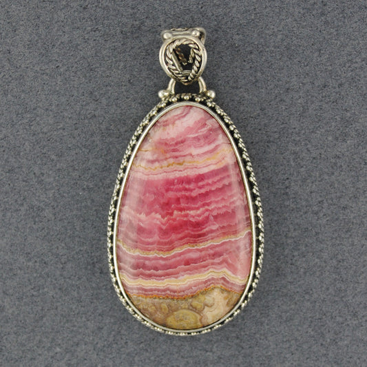 Sterling Silver Rhodochrosite Fancy Teardrop Pendant