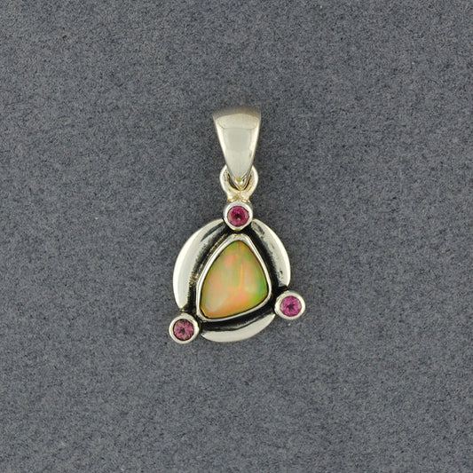 Sterling Silver Opal & Tourmaline Pendant