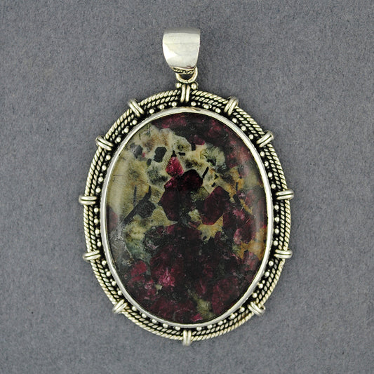 Sterling Silver Eudialyte Large Oval Pendant