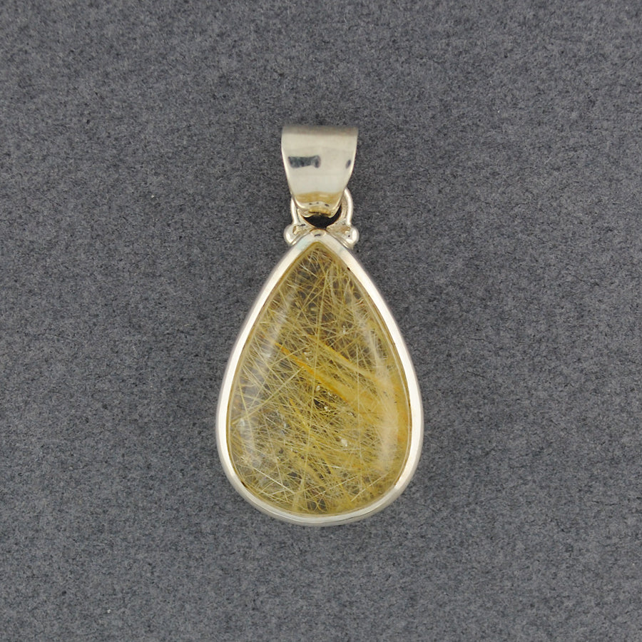 Sterling Silver Rutilated Quartz Small Teardrop Pendant