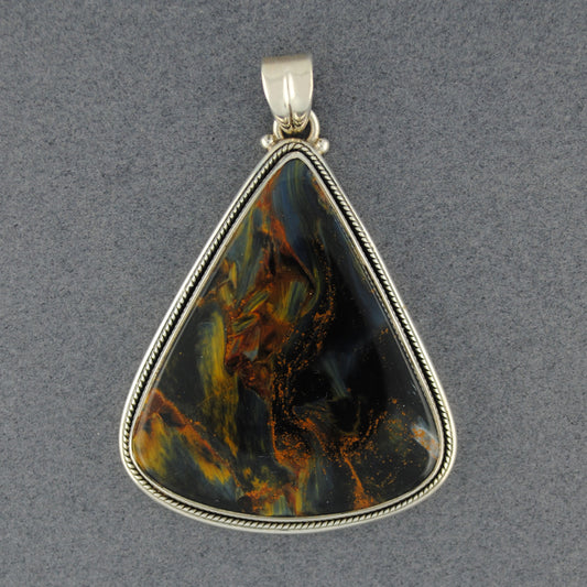 Sterling Silver Pietersite Triangle Pendant