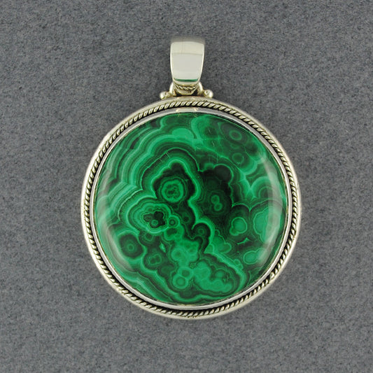 Sterling Silver Malachite Detailed Circle Pendant