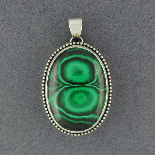 Sterling Silver Malachite Oval Pendant