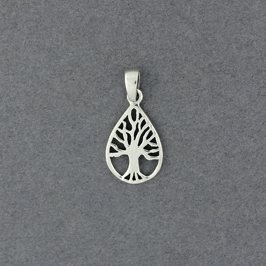 Sterling Silver Tree in Teardrop Pendant