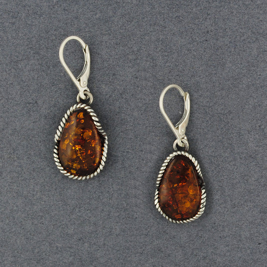 Amber Teardrop with Rope Border Earrings