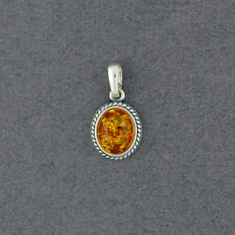 Amber Oval with Rope Border Pendant