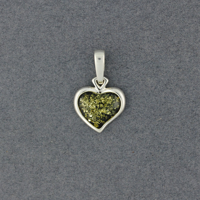 Green Amber Small Heart Pendant