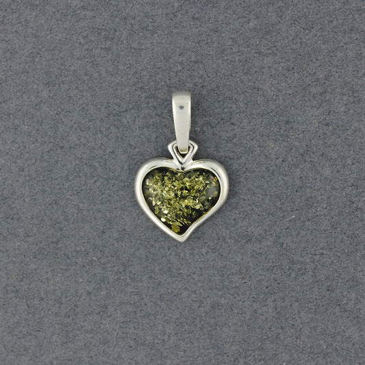 Green Amber Small Heart Pendant