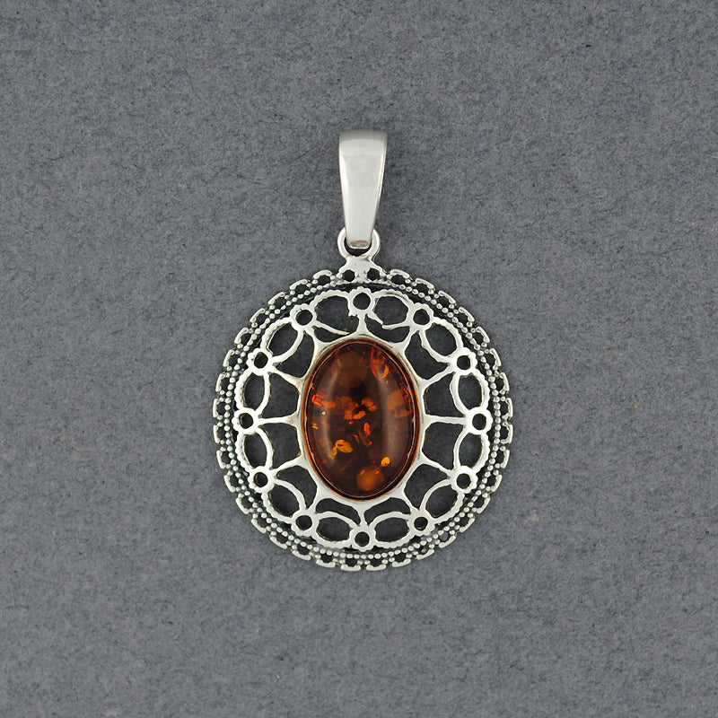 Amber Ornate Oval Pendant