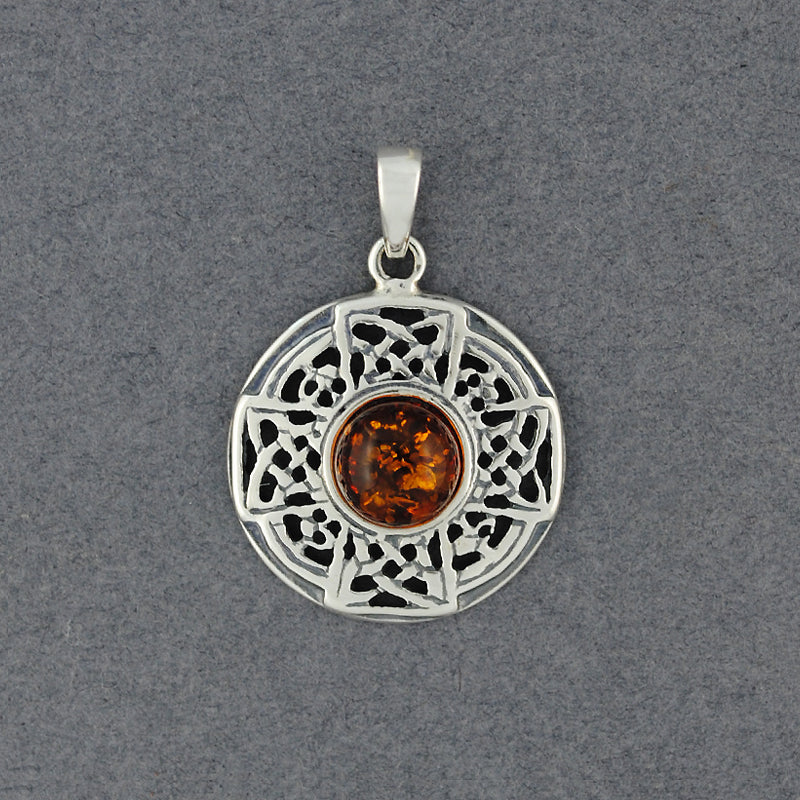 Amber Celtic Circle Pendant