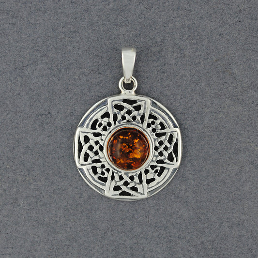 Amber Celtic Circle Pendant