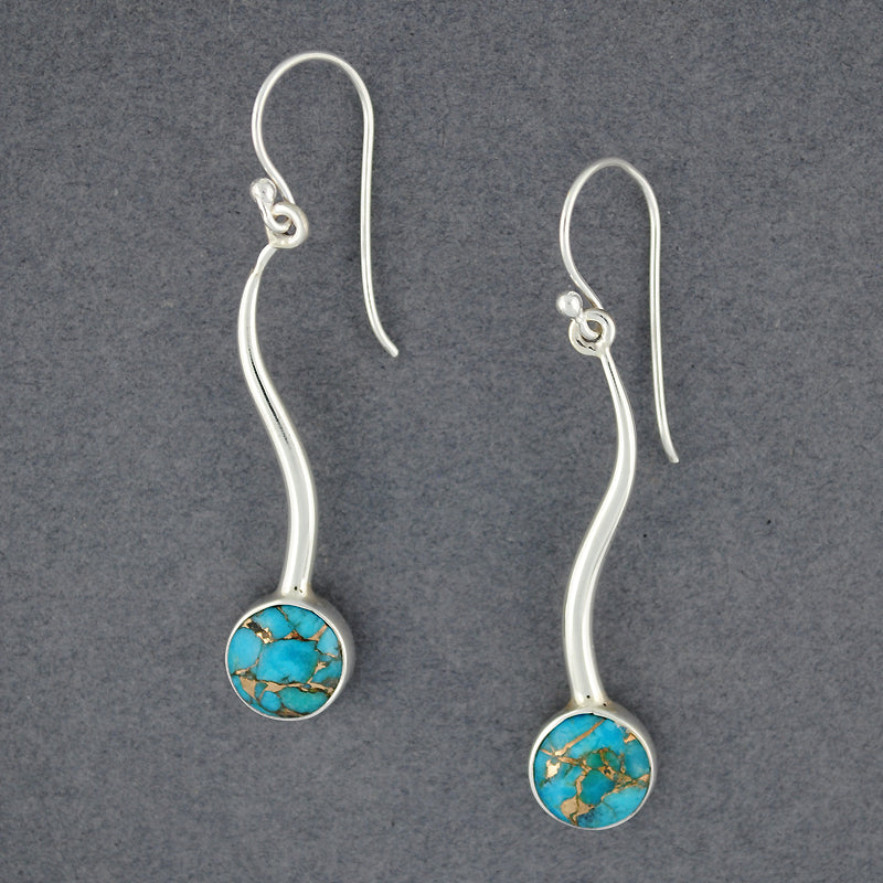 Curved Turquoise Bronze Earrings