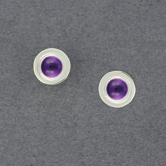 Round Amethyst Post Earrings