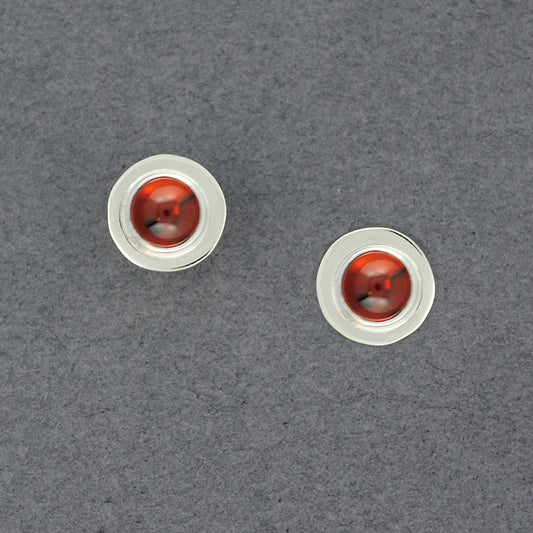 Round Garnet Post Earrings