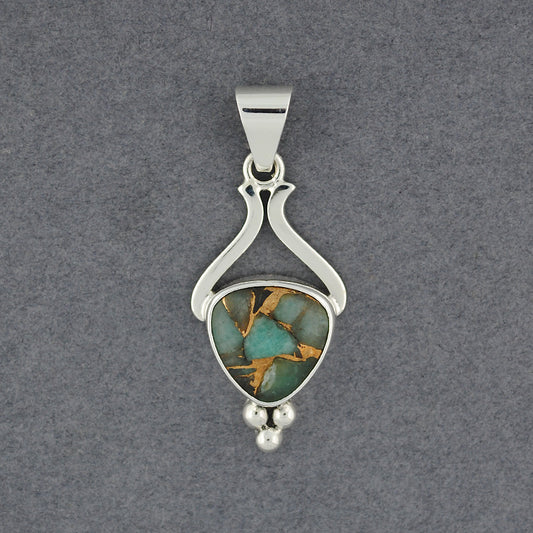 Granulated Amazonite and Bronze Pendant