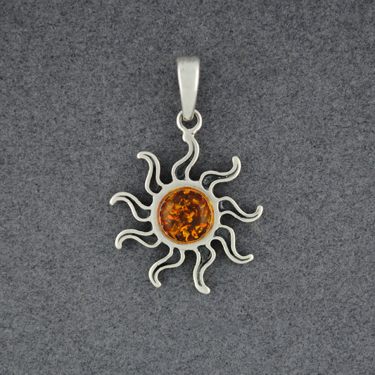 Amber Wavy Sun Pendant