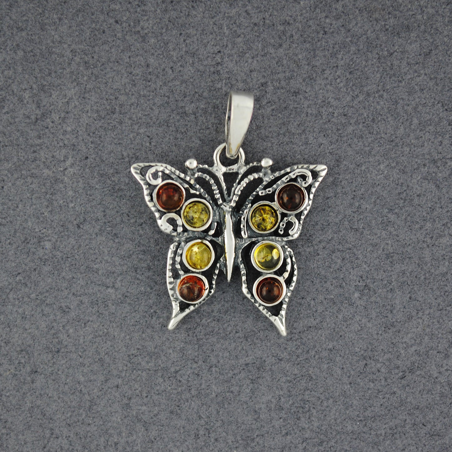 Multi Amber Detailed Butterfly Pendant