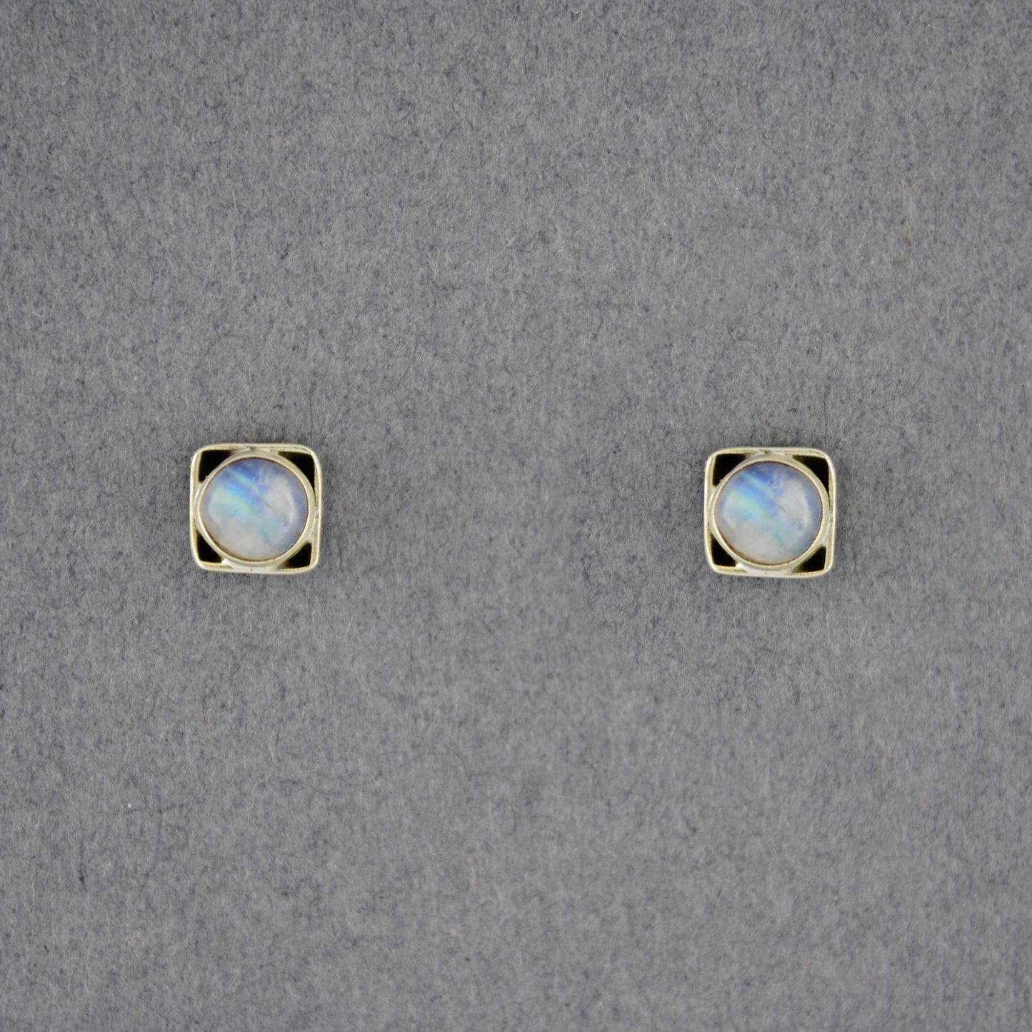 Sterling Silver Moonstone in Square Stud Earrings