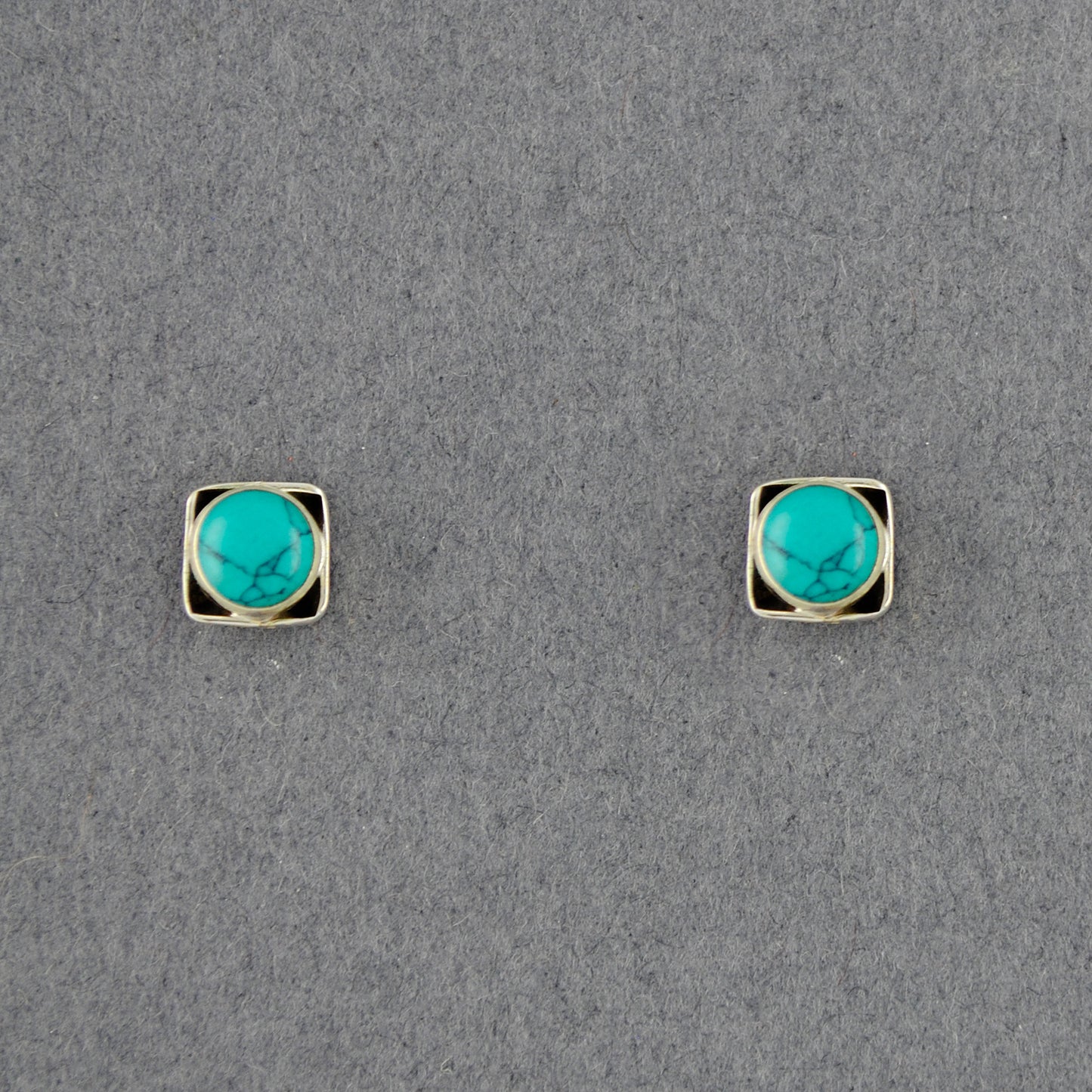 Sterling Silver Turquoise in Square Stud Earrings